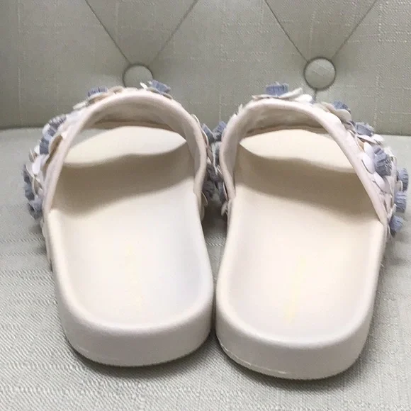 AVEC LES FILLES FLORAL SLIDES SANDAL-NEW IN BOX-VERY LIGHT CREAM COLOR - Picture 7 of 11